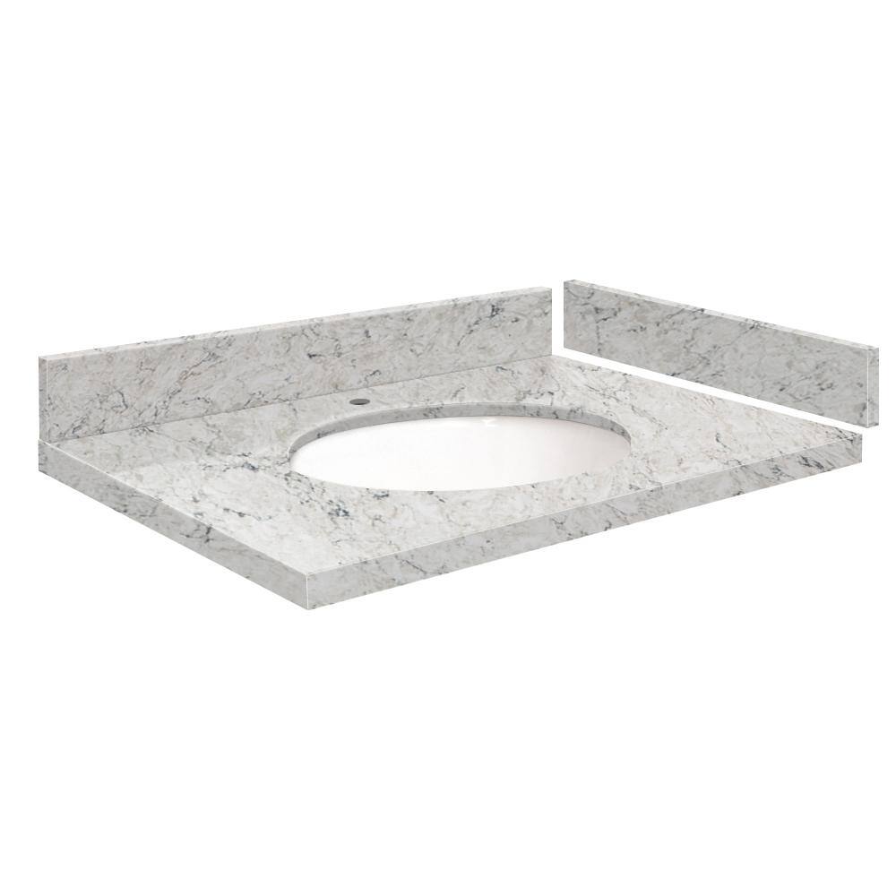 Silestone 30.5 in. W x 22.25 in. D Quartz White Round Single Sink Vanity Top in Pietra price history on PriceWatchPro