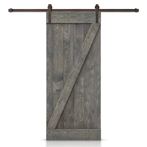 Z Bar Series 42 in. x 84 in. Pre-Assembled Weather Gray Stained Wood Interior Sliding Barn Door with Hardware Kit