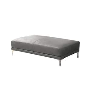 Bergia Gray Cocktail Faux Leather Ottoman