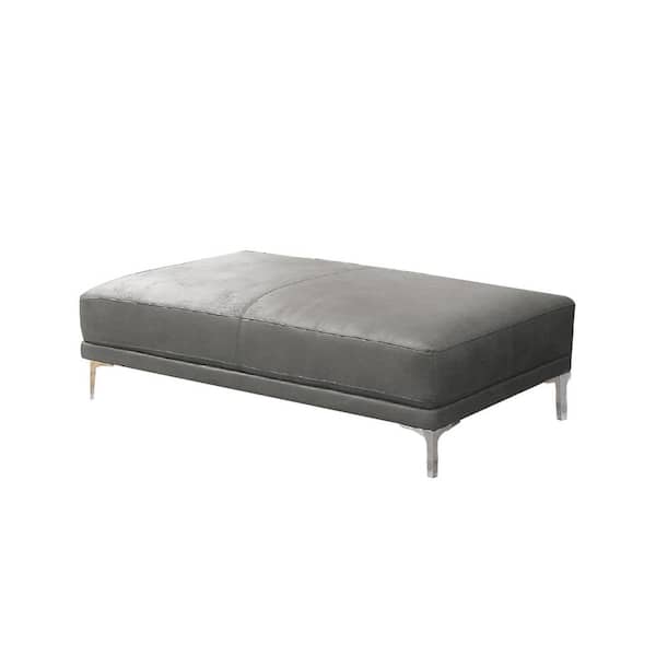 SIMPLE RELAX Bergia Gray Cocktail Faux Leather Ottoman