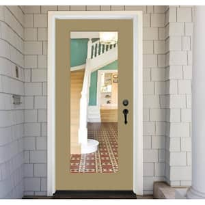 Legacy 30 in. x 80 in. Universal Handing Full-Lite Clear Glass Primed Sandstone Finish Fiberglass Front Door Slab