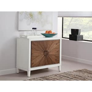 San Tropez White and Cinnamon Brown Wood 38 in. Accent Chest Buffet with 2-Doors