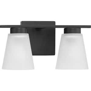 Tanner Collection 13 in. 2-Light Matte Black Transitional Vanity Light