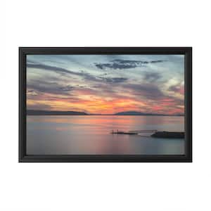 "Sunset Pier" by Pierre Leclerc Framed with LED Light Landscape Wall Art 16 in. x 24 in.