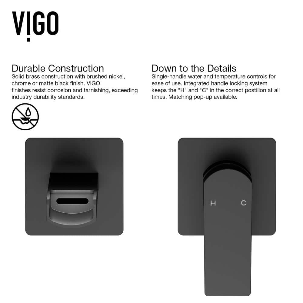 Sleek Modern 5.25" Black Brass Wall Mounted Faucet