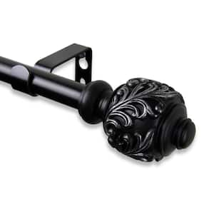 28 in. - 48 in. Telescoping 5/8 in. Single Curtain Rod Kit in Black with Tilly Finial