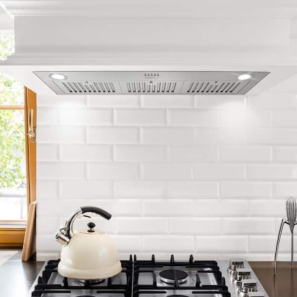 36 in. Lumin Collection 380 CFM Ducted Insert Range Hood, Button Controls, LED Lights, Stainless Steel