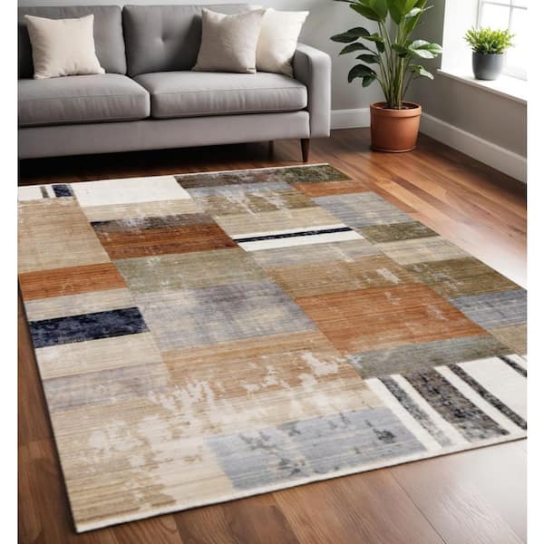 Beige  5 x 8 ft. Woven Geometric Rectangle Indoor Area Rug
