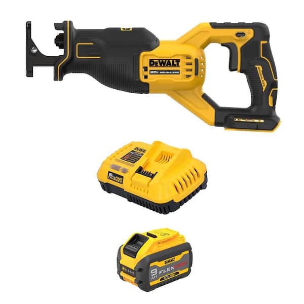 20V MAX Lithium-Ion Cordless Brushless Reciprocating Saw with 20V/60V MAX flexvolt 9.0 Ah Battery and Charger