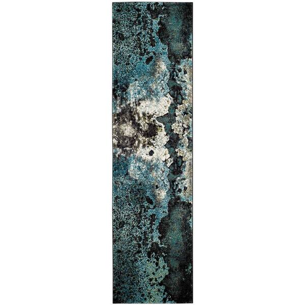 Glacier 2 ft. x 22 ft. Blue/Multi Geometric Runner Rug