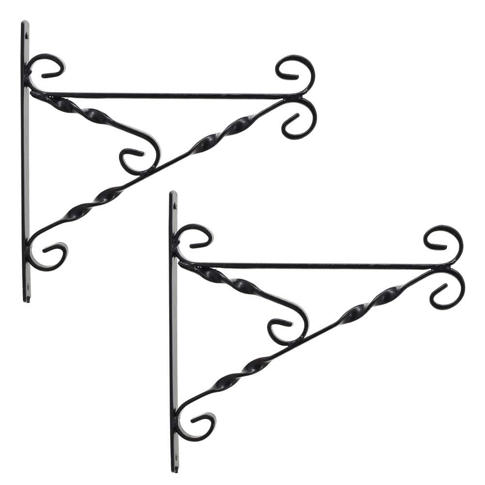 12-inch Black Metal Weather Resistant Plant Bracket Set