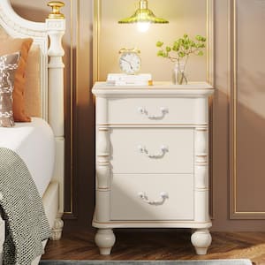 Mayville White 3-Drawer 19.3 in. W x 15.7 in. D x 25.6 in. H Nightstand Bedside Table
