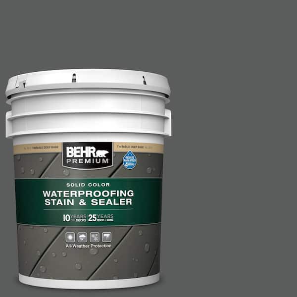 5 gal. #N520-6 Asphalt Gray Solid Color Waterproofing Exterior Wood Stain and Sealer