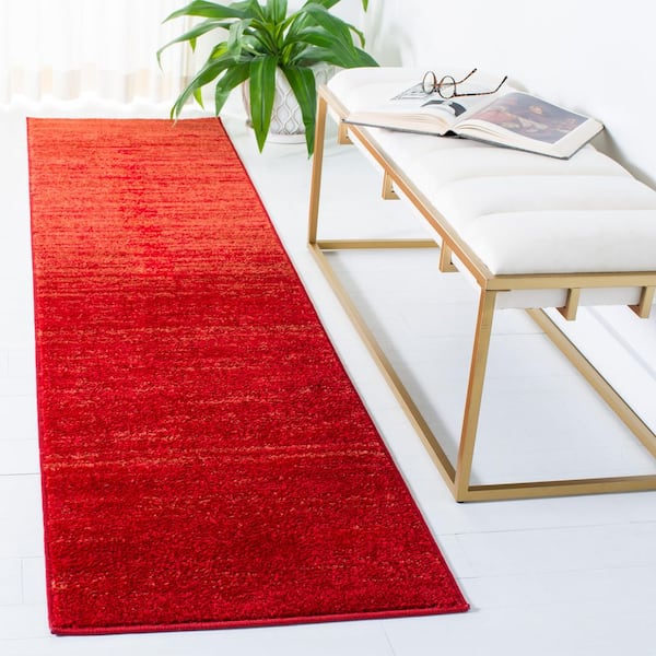 Adirondack Red/Gray Solid Color 2 ft. x 9 ft. Striped Runner Rug