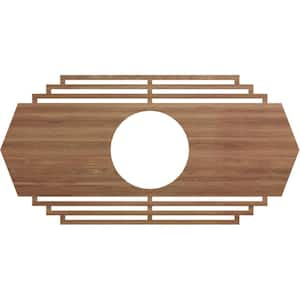 28 in. x 14 in. x 1/4 in. Chrysler Wood Fretwork Pierced Ceiling Medallion, Walnut