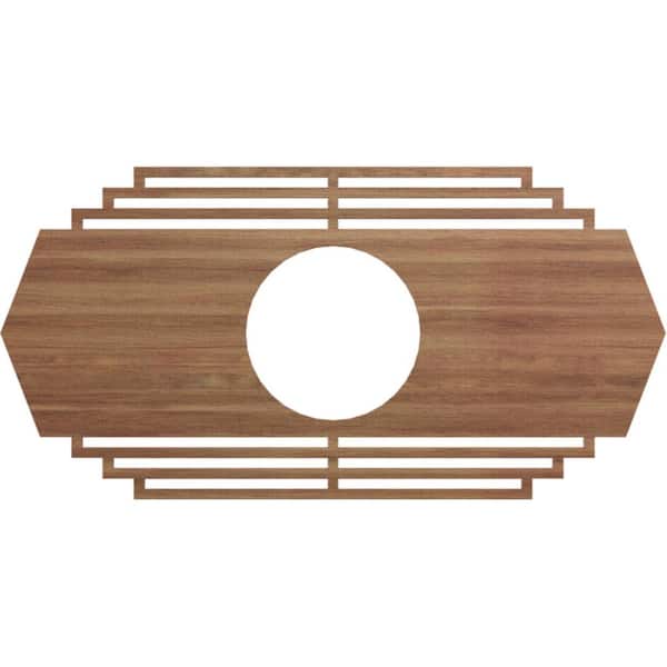 Ekena Millwork 28 in. x 14 in. x 1/4 in. Chrysler Wood Fretwork Pierced Ceiling Medallion, Walnut