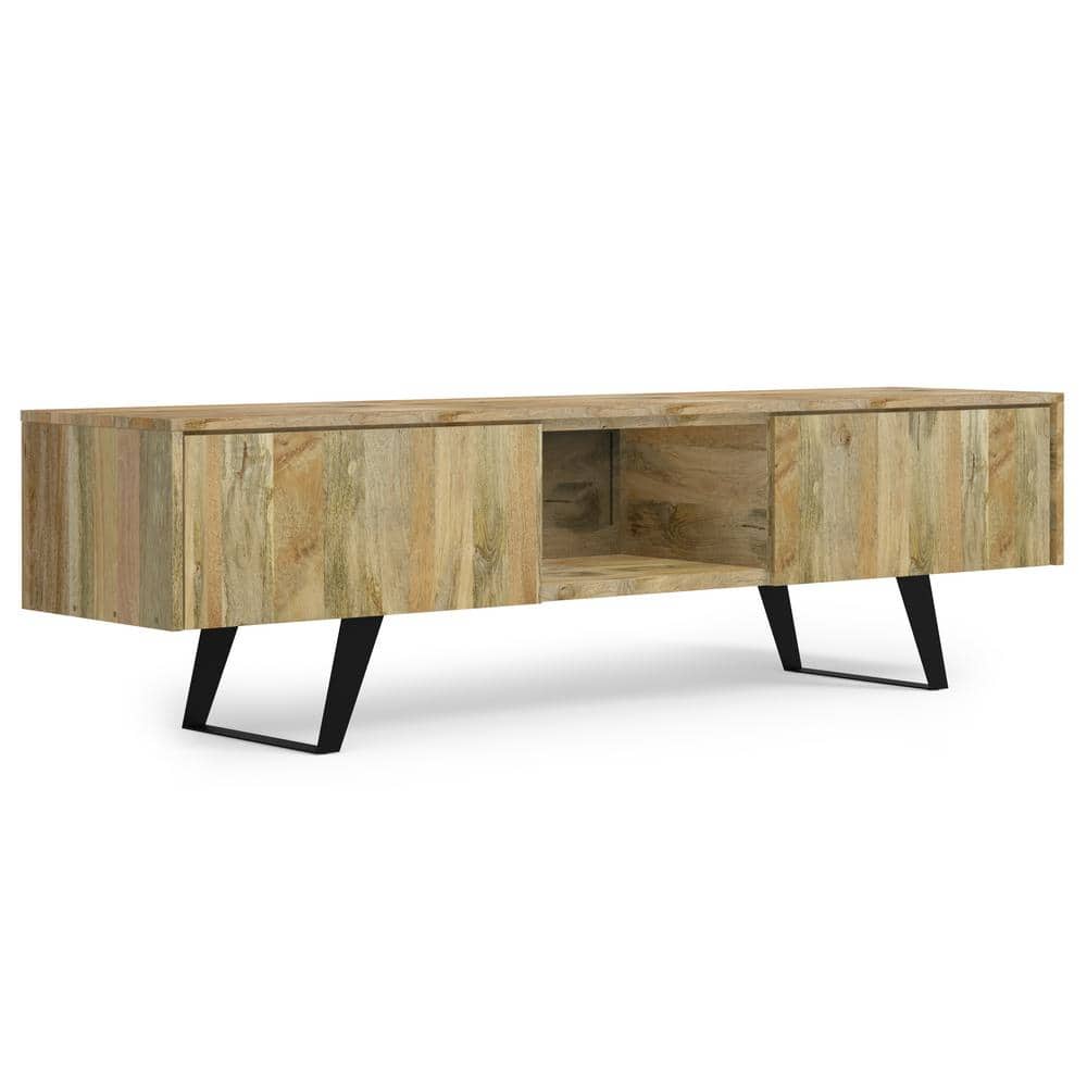 Lowry Natural Mango Wood 72" TV Media Stand with Cabinet