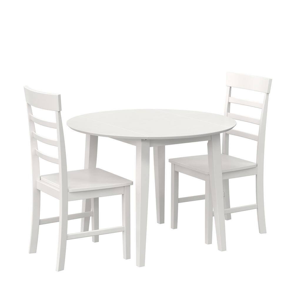 White 3-Piece Drop Leaf Dining Set with Chairs