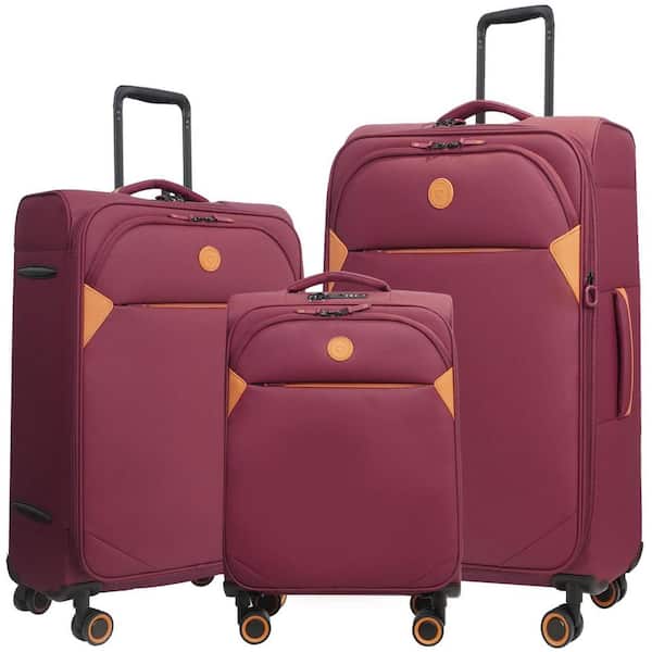 VERAGE Cambridge Lightweight and Sturdy 3-Pcs Luggage Sets Softside Expandable Suitcase with Spinner Wheel, Burgundy(20/24/29)