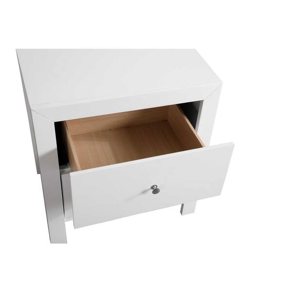 AndMakers Burlington 2-Drawer White Nightstand (25 in. H x