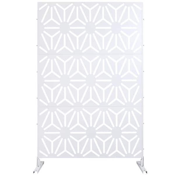 ITOPFOX Elegant 48 in. x 76 in. Outdoor and Indoor Privacy Screen Metal, Freestanding Decorative Privacy Fence Panels in White