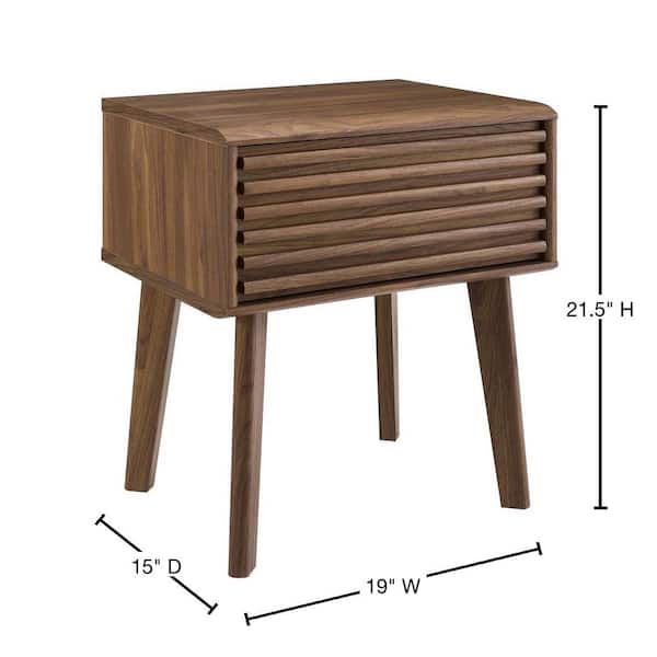 MODWAY Render Walnut End Table Nightstand EEI-3345-WAL - The