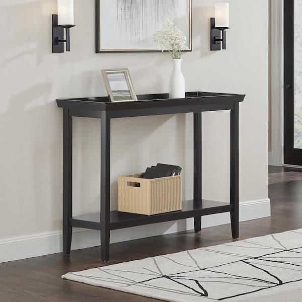 Convenience Concepts Ledgewood 48 in. Black Standard Rectangle Wood Entryway Hall Console Table with Shelf