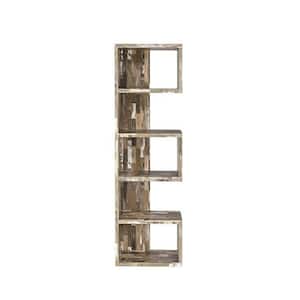 7.13 in. Salvaged Cabin Wood 5-shelf Etagere Bookcase with Open Back