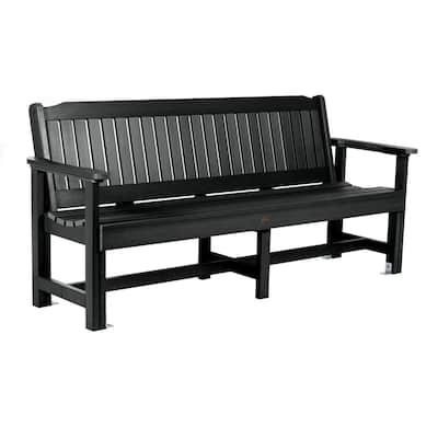 Exeter 77 in. 3-Person Black Plastic Outdoor Bench