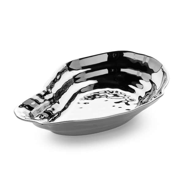 9 in. 48 fl. oz. Silver Plated Porcelain Serving Bowl