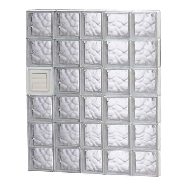 Clearly Secure 36.75 in. x 46.5 in. x 3.125 in. Frameless Wave Pattern Glass Block Window with Dryer Vent