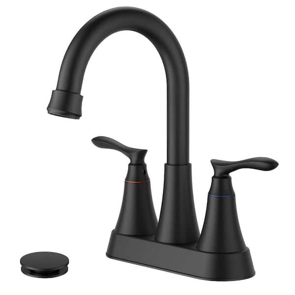 4 in. Centerset 2-Handle High-Arc Bathroom Faucet in Matte Black