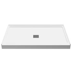 Alexander Base Series 48 in. L x 32 in. W Alcove Shower Shower Pan Base with Center Drain in Glossy White Marine Acrylic