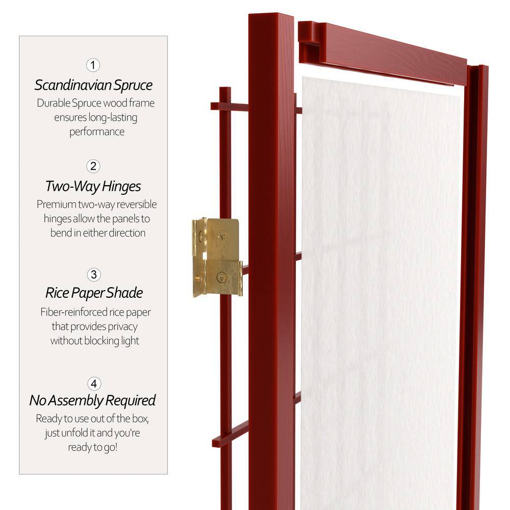 Rosewood 6 ft Tall Shoji Screen with Spruce Frame