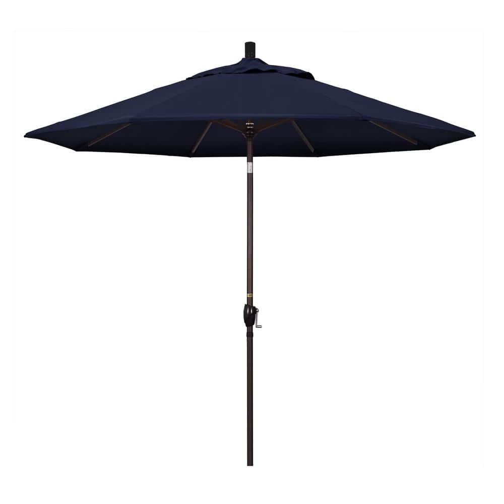 California Umbrella 9 ft. Bronze Aluminum Market Patio Umbrella Push ...