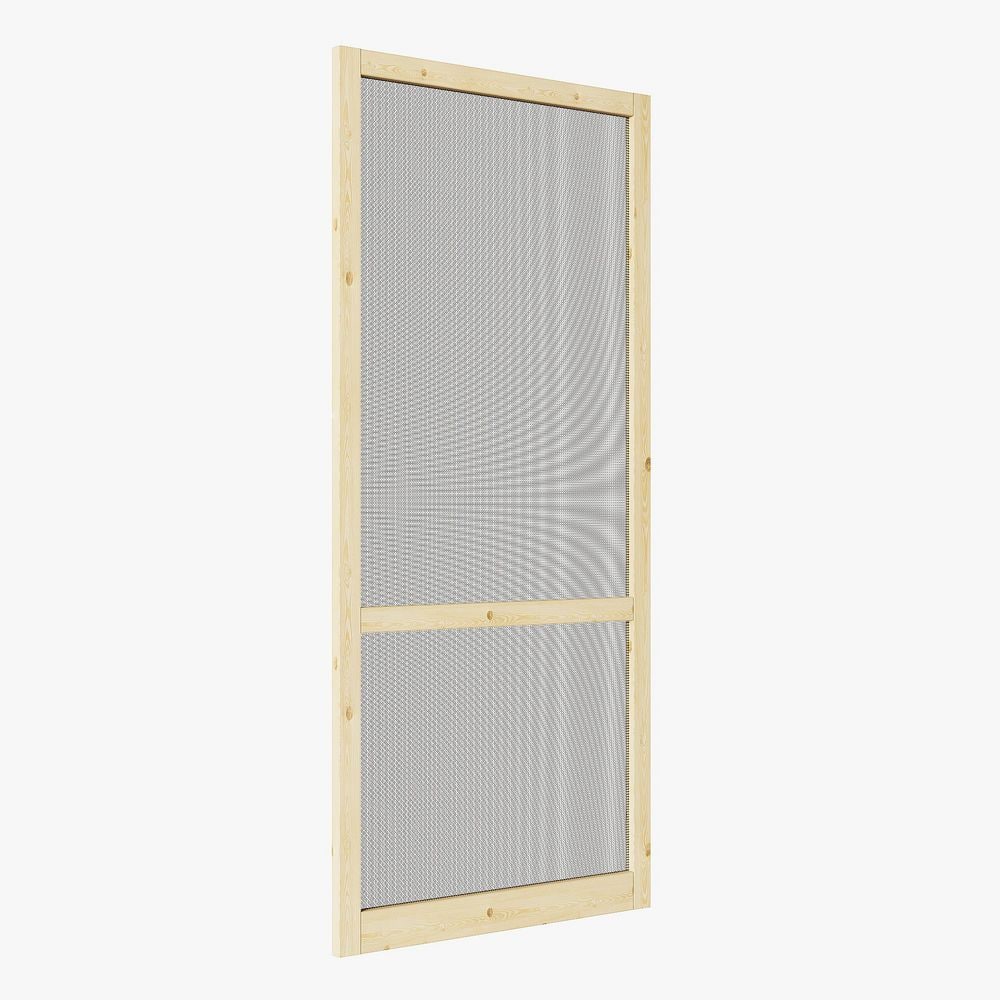 32 in. x 80 in. Universal Unfinished Pine 2-Bar Screen Door with Lock, Self-Closing Hinges and Fiberglass Screen Mesh
