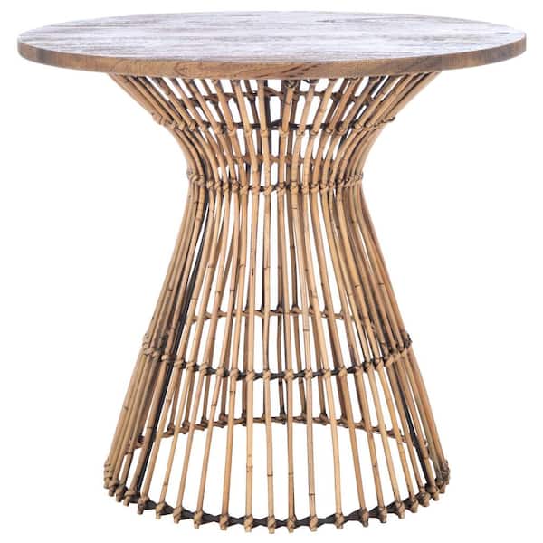 SAFAVIEH Whent 23.03 in. Honey Brown Wash Round Wood End Table