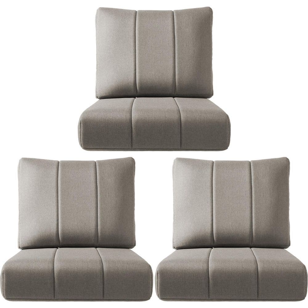 Ivora 24 in. W x 24 in. D x 6 in. T 6-Piece Water & Fade Resistant Outdoor Lounge Chair Replacement Cushion Set in Gray price history on PriceWatchPro