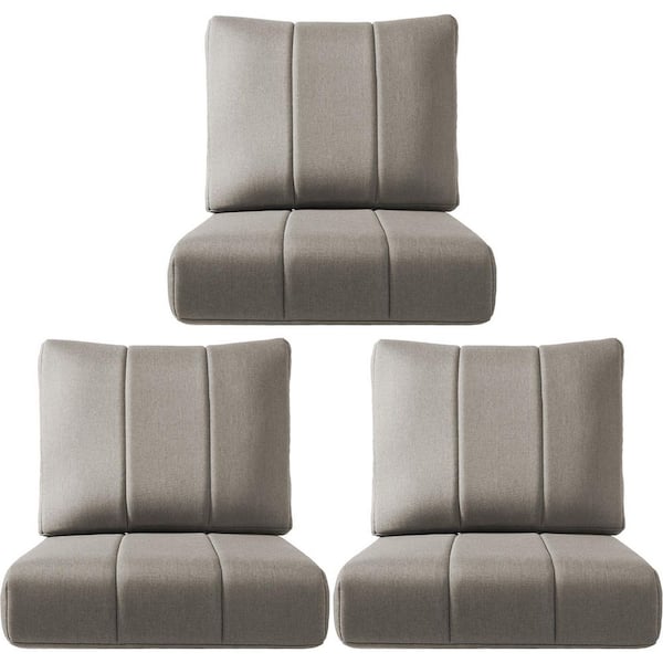 Ivora 24 in. W x 24 in. D x 6 in. T 6-Piece Water & Fade Resistant Outdoor Lounge Chair Replacement Cushion Set in Gray
