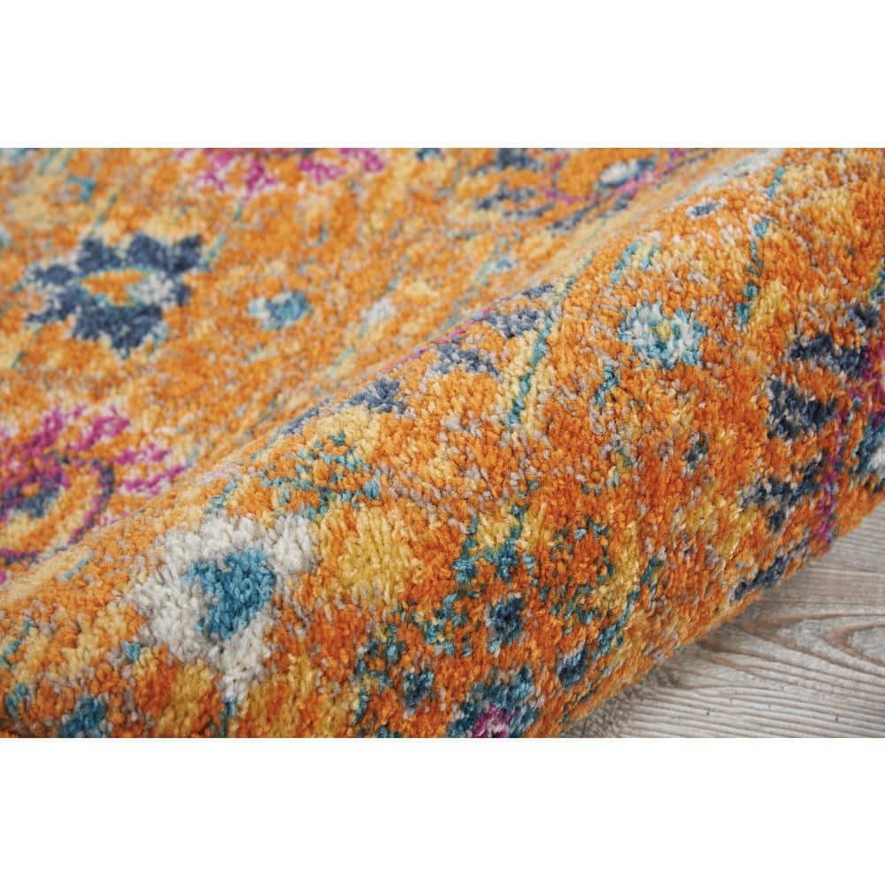 Sunny Yellow Geometric Runner Rug 2'2" x 7'6" with Persian Motifs