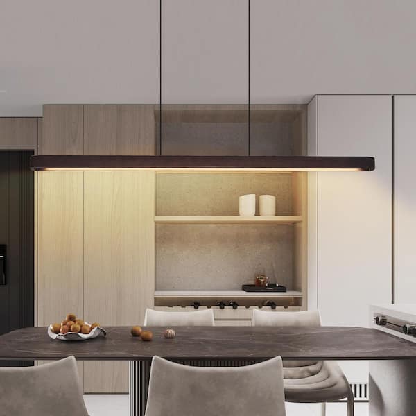 Sunpez 51 in. 1 Light Brown Walnut LED Pendant Light with Remote