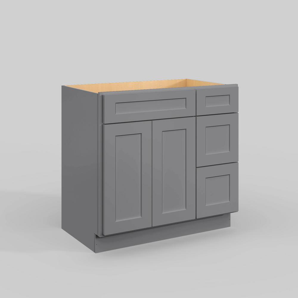 Reviews for 36 in. W x 21 in. D x 34.5 in. H in Shaker Grey Plywood