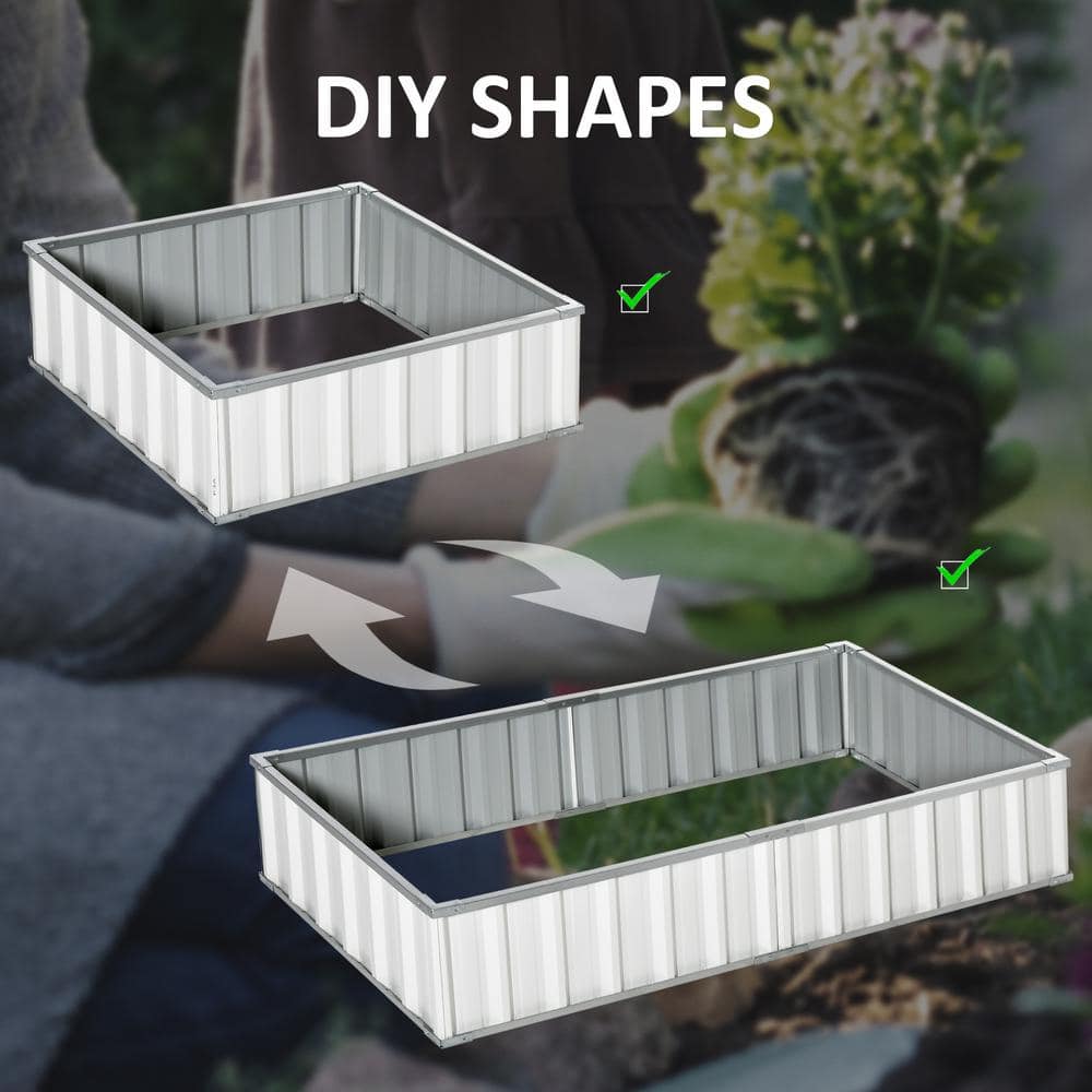 Elevate Galvanized White Metal Raised Garden Bed for Patio & Deck