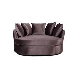 Brown Swivel Upholstered Barrel Living Room Chair With Five pillows
