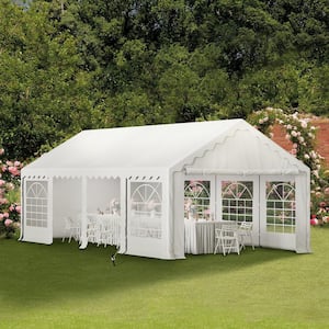 12 ft. x 26 ft. Large Outdoor Canopy Wedding Party Tent in White with Removable Side Walls