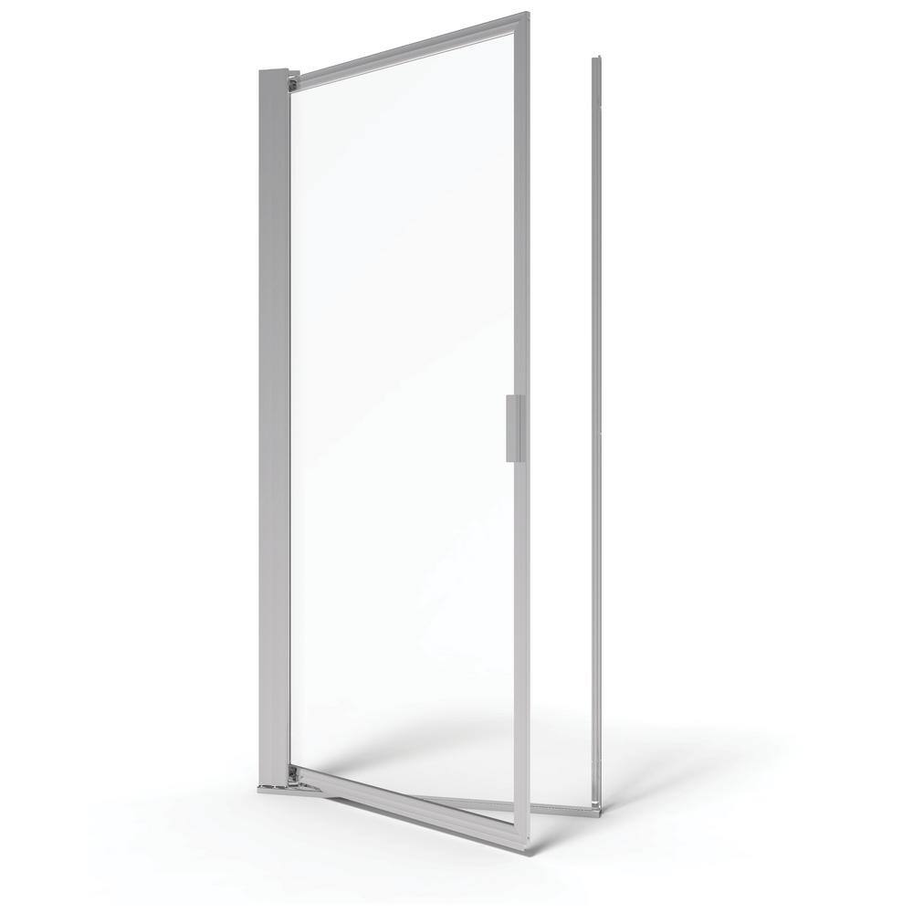 Sopora Chrome Framed Pivot Shower Door with Rain Glass