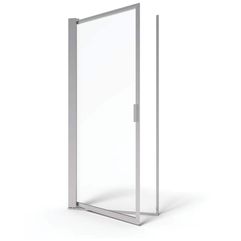 Sopora Chrome Framed Pivot Shower Door with Rain Glass