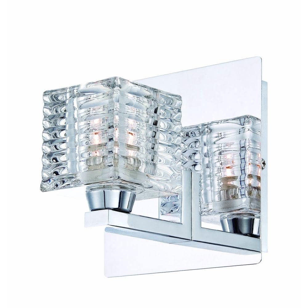 UPC 773546247269 product image for Olivet 1-Light Chrome Sconce with Cube Glass Shade | upcitemdb.com