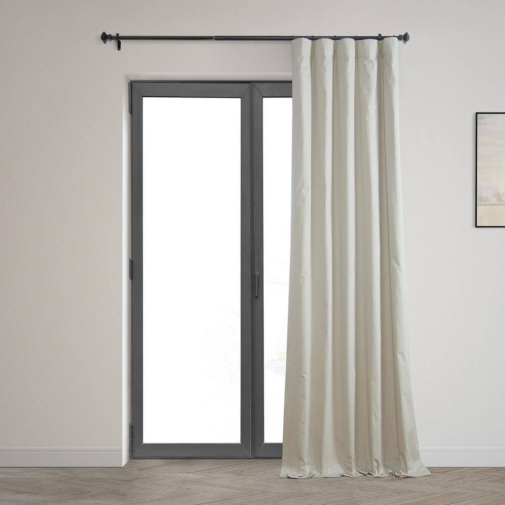 Light Greige Cotton Blackout Curtain Panel, 50W x 108L