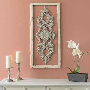 Grey Scroll Metal Panel Wall Decor